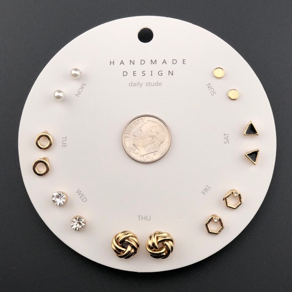 NWT 7 Pairs Stud Earring Set, Daily Dainty Studs, Handmade - Knot - Picture 9 of 10